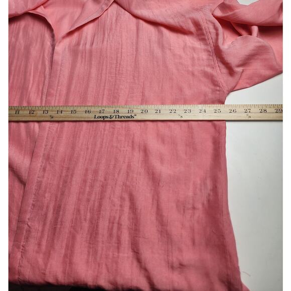 Eileen Fisher Womens XL Pink/Salmon Silk Cardigan shoulder pads Hood Athleisure - Picture 9 of 12